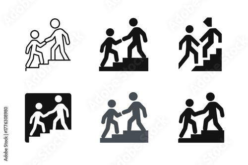 Mentor and Student Logos. A mentor guiding a student in career choices and personal development. Set Logo of A mentor guiding a student in career choices and