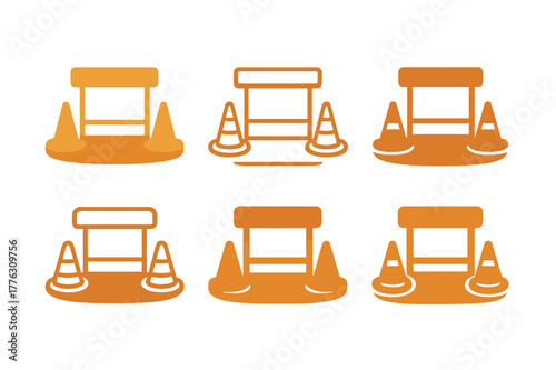 Summer Sports Day Logos. Summer sports day with outdoor games and activities. Set Logo of Summer sports day with outdoor games and activities: obstacle course