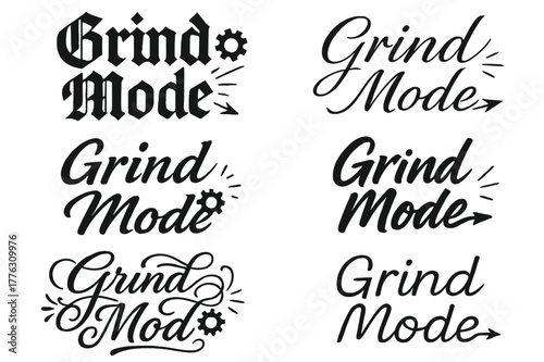 Grind Mode Calligraphy. Grind mode. Create a calligraphy lettering illustration of the phrase: Grind mode.