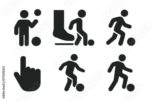 Ball Control Icons. Ball control. Filled icon set of ball control: juggling icon, foot trap, close control,
