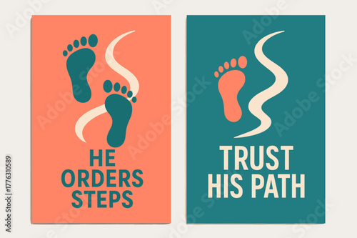 Guided Steps Banners. Guided Steps. Two vertical A6 banners with safe margins, centered composition, no elements touching edges, modern, coral and teal,