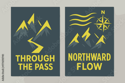 Northern Passage Banners. Northern Passage. Two vertical A6 banners with safe margins, centered composition, no elements touching edges, modern, slate and