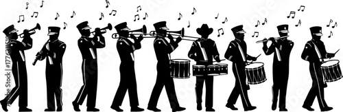 Marching band silhouette vector illustration design graphic
