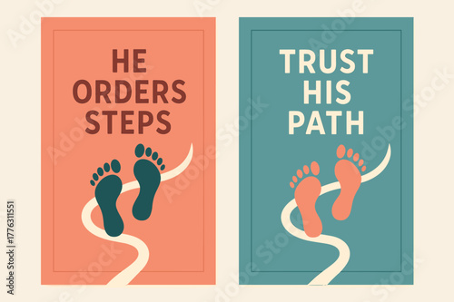 Guided Steps Banners. Guided Steps. Two vertical A6 banners with safe margins, centered composition, no elements touching edges, modern, coral and teal,