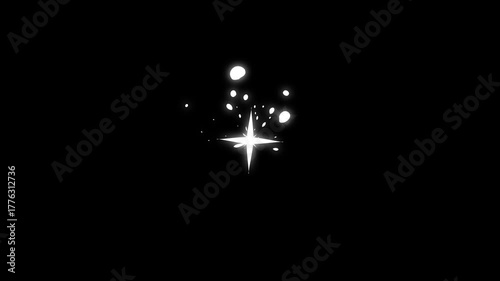 Cartoon flash FX explosions, star twinkling doodle sparkle animation, shiny splash stars, blinking white cartoon sparkle, pop-up star bursts, starlight glitter with twinkle on alpha channel. 4K