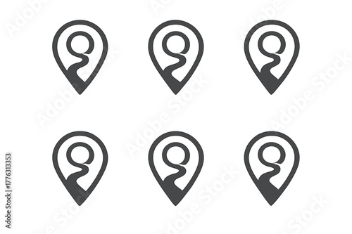 Free Download Encore Careers Logo. Encore careers (second careers after retirement). Set Logo of map pin with winding path: Stylized detail, Iconic shape, Minimal outline, - GFXLoad