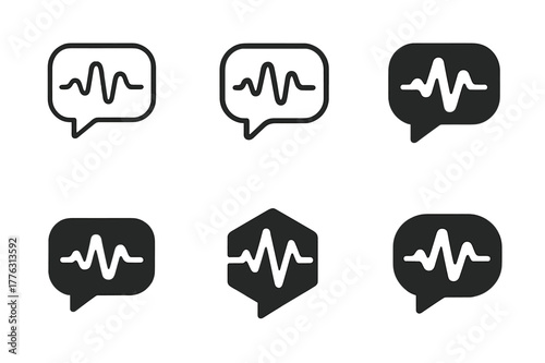 Esports Logo Variations. Esports training. Icon set. Set Logo of esports training: team comms chat bubbles with waveform. harmonious logo variations of the