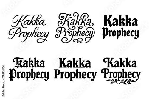 Artistic Lettering Variations. Kakka Prophecy. Set lettering. harmonious lettering variations of the same emblematic concept, each with different artistic