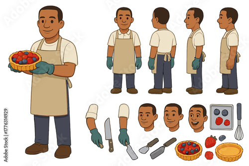 Tart Maker Avatars. Cartoon realistic vector illustration, Character constructor style, isolated transparent