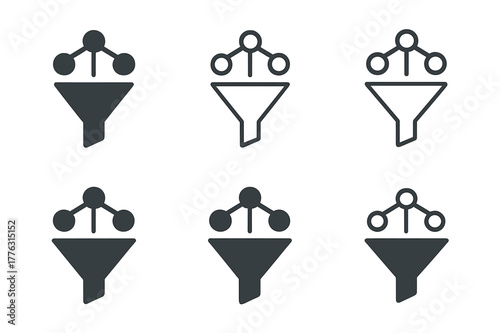 Marketing Logo Variations. Managing marketing teams and campaigns. Set Logo of Managing marketing teams and campaigns: interconnected nodes forming a marketing