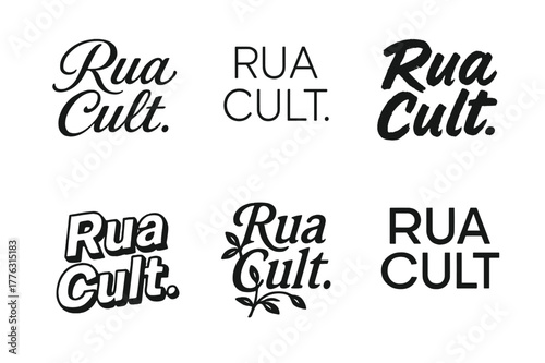 Rua Cult Lettering Variations. Rua Cult. Set lettering. harmonious lettering variations of the same emblematic concept, each with different artistic