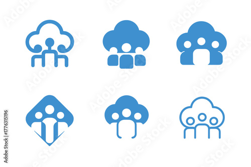Remote Career Logos. Building a remote career from scratch. Set Logo of Building a remote career from scratch: cloud-based collaboration icon. Icon set.
