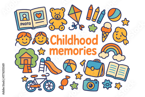 Childhood Memories Doodles. Childhood memories. Hand-drawn doodle illustration of Childhood memories. Photo