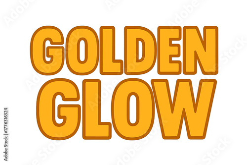 Golden Glow Typography. Golden Glow ? Bold Block Lettering: thick uppercase with solid outline and rounded