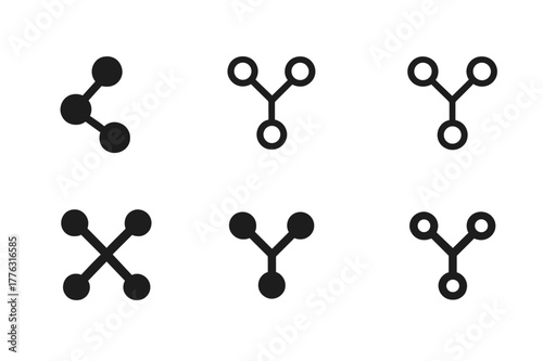 Collaborative Network Logos. Workplace collaboration. Set Logo of Workplace collaboration: connected network nodes. Icon set. harmonious logo variations of the