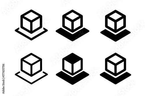 Innovative Logo Designs. interactive lessons. Set Logo of interactive lessons: AR cube marker. Icon set. harmonious logo variations of the same emblematic