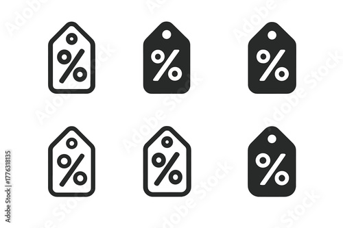 Clearance Tag Logos. Shelf talkers and signage. Set Logo of Shelf talkers and signage: clearance tag with slash price. Icon set. harmonious logo variations of