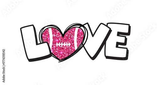 LOVE Football vector illustration design for t shirt