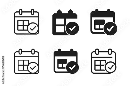 Conference Logo Variations. Corporate event and conference organizing. Set Logo of corporate event and conference organizing: calendar with marked date. Icon