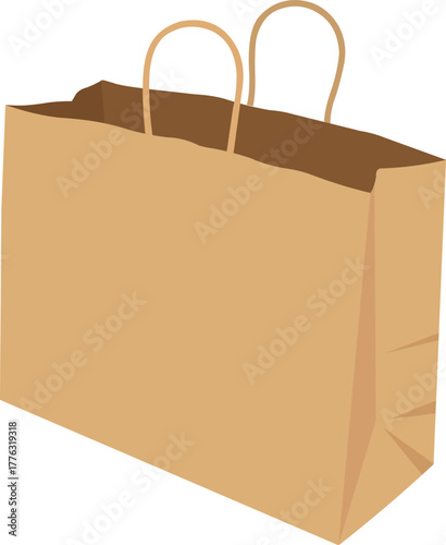 Recycled brown paper bag for eco friendly shopping and groceries, perfect for branding and sustainable packaging solutions, simple and reusable