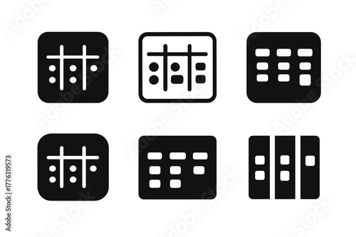 Project Kanban Logos. office collaboration. Set Logo of office collaboration: Project Kanban board. Icon set. harmonious logo variations of the same emblematic
