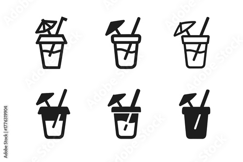 Kids' Lemonade Stand Logos. Lemonade stand decor and ideas for kids. Set Logo of lemonade stand decor and ideas for kids: takeaway cup with straw and tiny