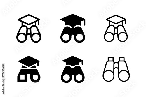 Educational Trip Logos. Educational field trips and excursions. Set Logo of Educational field trips and excursions: binoculars for sightseeing. Icon set.