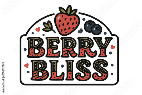 Berry Bliss Typography. Berry Bliss ? Decorative Display Lettering; playful stylized glyphs with dotted/striped fillings hinting at seeds and glaze; arched