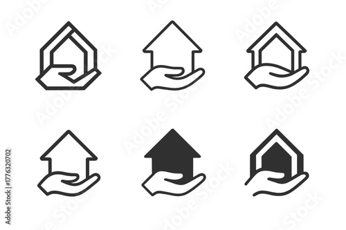 Volunteering Logo Variations. Volunteering to help a family member with home maintenance tasks. Set Logo of volunteering to help a family member with home