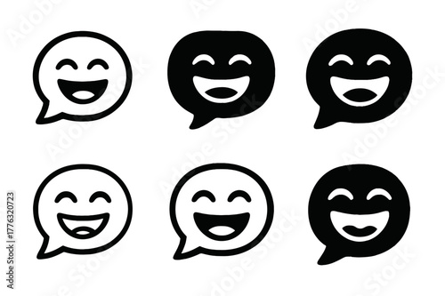 Laughter Logo Variations. Humorous Content. Set Logo of Humorous Content: speech bubble with laughter lines. Icon set. harmonious logo variations of the same