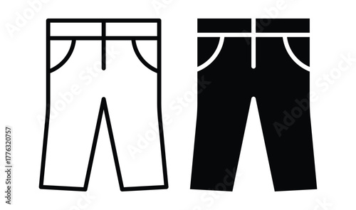 Black and White Illustrations of Casual Trousers for Fashion or Retail Use
