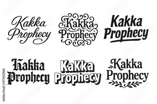 Harmonious Lettering Variations. Kakka Prophecy. Set lettering. harmonious lettering variations of the same emblematic concept, each with different artistic