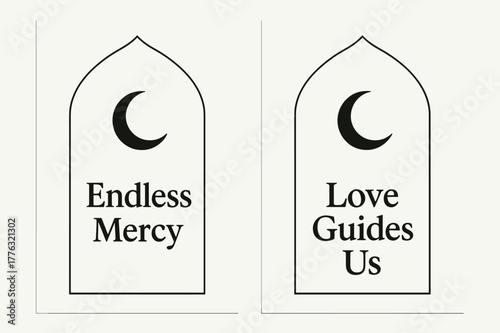 Divine Compassion Banners. Divine Compassion. Two vertical A6 banners with safe margins, centered composition, no elements touching edges, minimal, black and