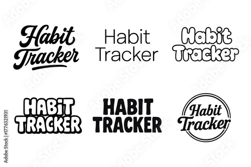 Habit Tracker Variations. Habit tracker. Set lettering. harmonious lettering variations of the same emblematic concept, each with different artistic
