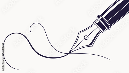 Elegant quill pen drawing a swirling flourish, ideal for sophisticated branding, creative writing projects, or adding a touch of classic charm to designs
