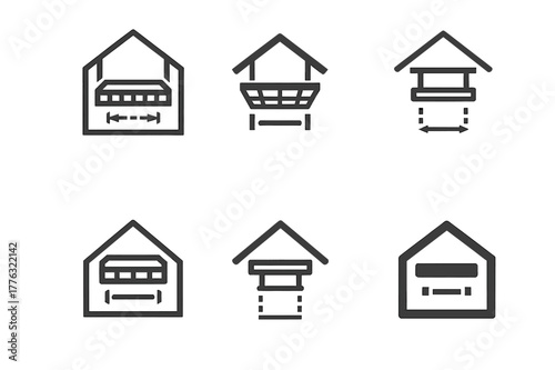 Garage Storage Logo Designs. Using overhead storage racks in the garage. Set Logo of Using overhead storage racks in the garage: garage plan view