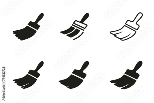 Artistic Logo Variations. Brushstroke techniques. Set Logo of Brushstroke techniques: wide flat brush motion. Icon set. harmonious logo variations of the same