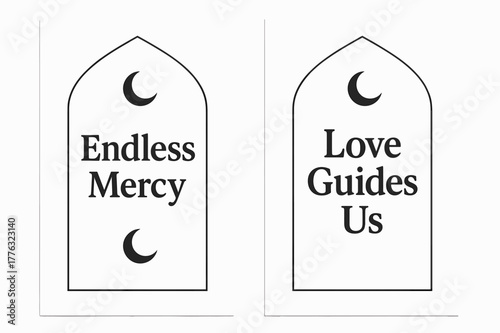 Divine Compassion Banners. Divine Compassion. Two vertical A6 banners with safe margins, centered composition, no elements touching edges, minimal, black and