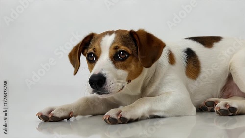 professionally photographed portrait of a charming small breed dog in a resting