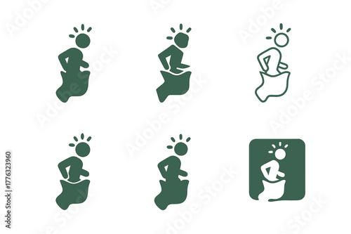 Summer Sports Logos. Summer sports day with outdoor games and activities. Set Logo of Summer sports day with outdoor games and activities: sack race jumper