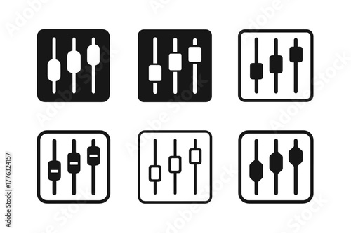 Studio Logo Variations. Recording and producing vocal tracks in the studio. Set Logo of Recording and producing vocal tracks in the studio: mixing console