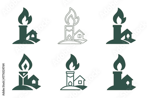 Rural Energy Logos. Renewable energy in rural areas without technology dependence. Set Logo of renewable energy in rural areas without technology dependence: