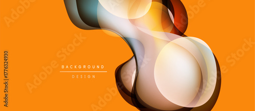 Abstract flowing shapes, vibrant orange background. Modern design elements create dynamic visual impact. Smooth gradients, elegant composition.