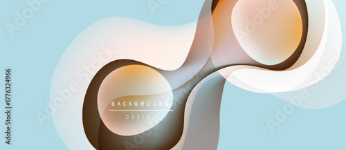 Abstract flowing shapes, warm colors over light blue. Modern design elements create dynamic visual texture. Background suggests fluidity, movement.