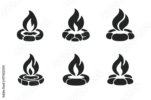 Cultural Heritage Logos. Cultural heritage tours and indigenous experiences. Set Logo of Cultural heritage tours and indigenous experiences: ancestral fire in