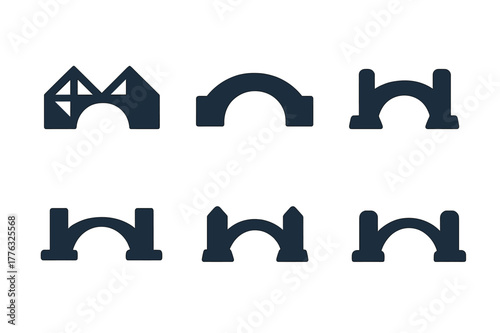 Coaching Conflict Logos. Conflict resolution in coaching. Set Logo of Conflict resolution in coaching: bridge connecting two sides. Icon set. harmonious logo