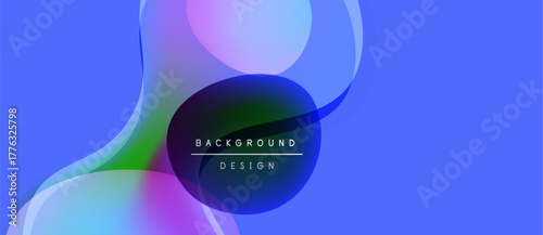 Abstract fluid shapes overlap, creating vibrant color gradients. Blue dominates background, text reads background design. Modern, dynamic composition.