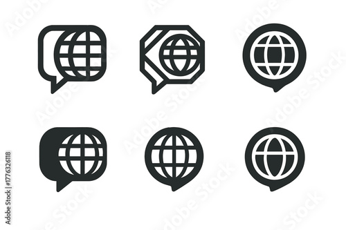Study Abroad Logos. Study abroad experiences. Set Logo of Study abroad experiences: language speech bubbles. Icon set. harmonious logo variations of the same