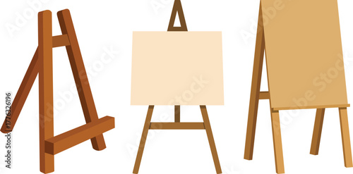 Three wooden easels showcase creative display possibilities for artists and presenters seeking elegant exhibition solutions