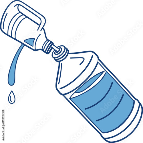 Water pouring from large container to another, refill process